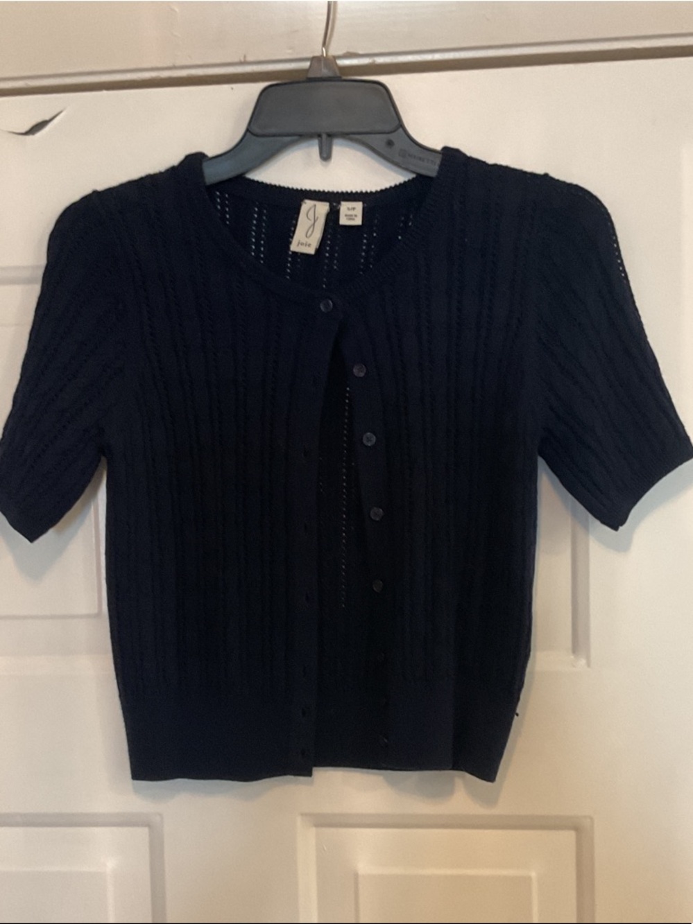 Joie Navy Short-Sleeve Cable Cardigan